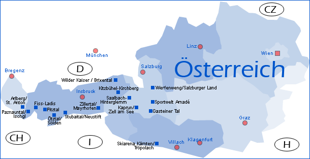 winterreise.de - übersichtskarte Östrreich